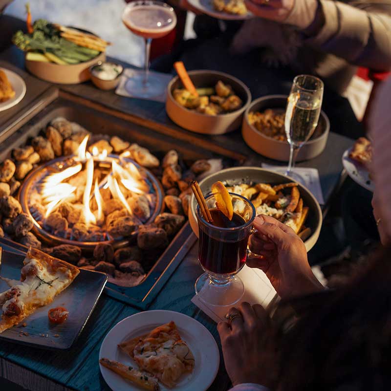 Group of friends enjoying Apres